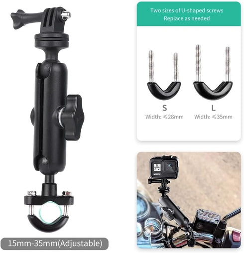 360° Rotating Sports Camera Bracket,Motorcycle Mount for Go Pro Hero10/9/8/max/7/6/5/4 Action Camera Moto Bike Handlebar Mount,U-Shaped Handlebar ...