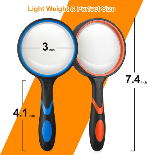 2PCS Upgrade 10X Magnifying Glass, Large Handheld Magnifier Magnafying. Glasses for Kids/Seniors Reading, 3 Inch Shatterproof Lupa Magnify Glass L...