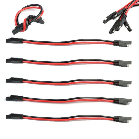 5 Pack 12 Gauge 2 Pin Quick Disconnect Polarized Wire Harness SAE Connector Bullet Lead Cable for Motorcycle Boat Car Tractor - 12in Red and Black...