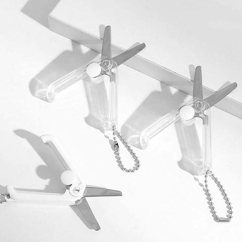 White Folding Scissors,Sewing Scissors,folding scissorsSafe Portable Travel Scissors Foldable Cutter Pocket Mini Scissor Sewing Scissors? Scrapboo...