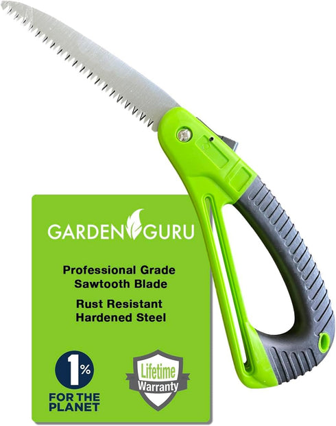 Garden Guru Folding Pruner Saw with Ergonomic Handle & Safety Lock – Non Slip – Rust Resistant Hardened Steel – Professional Grade Sawtooth Blade ...