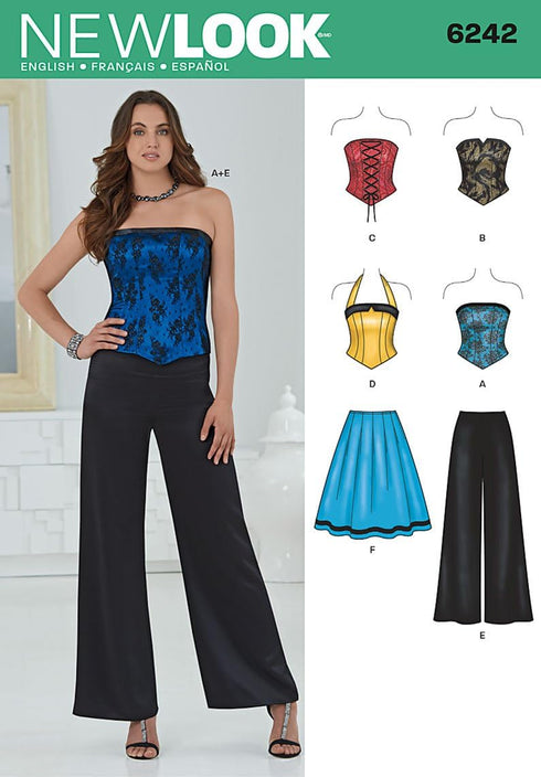 Simplicity Creative Patterns New Look 6242 Misses' Corset Top, Pants and Skirt, A (4-6-8-10-12-14-16)...