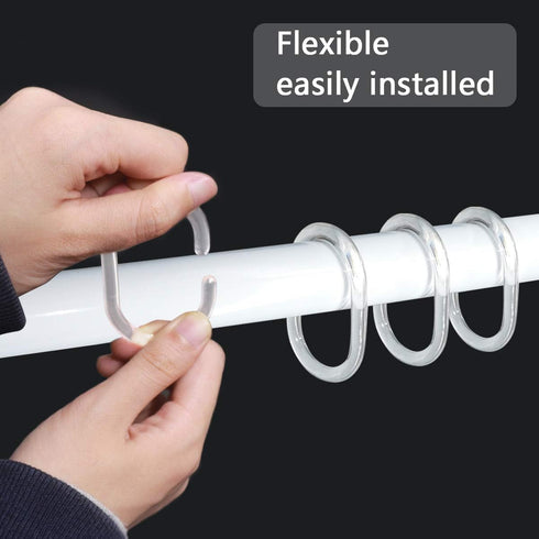 Qulable 24 pcs Shower Curtain Rings Plastic Shower Curtain Hooks C-Shaped Rings Hook Hanger Bath Drape Loop Clip Glide Bathroom Shower Window Rod ...