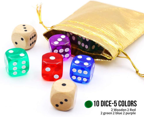 Dice Game Shut The Box Game Wooden Board Game with 10 Dices,a Classic 4 Sided Family Math Game for 2-4 Players Dice Board Game Shut-The-Box(Kids o...