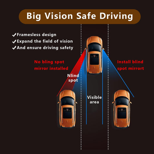 2 PCS Car Rearview Blind Spot Mirror, Adjustable High-definition Fan-shaped Mirror, Frameless Wide-angle Convex Mirror, Universal Auxiliary Mirror...