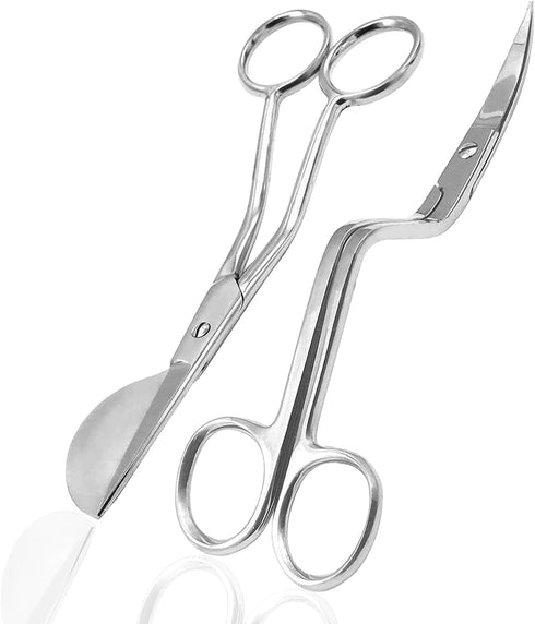 6 inch Stainless Steel Applique Duckbill Scissors Blade with Offset Handle & 6 inch Machine Embroidery Double Curved Scissors Bundle...