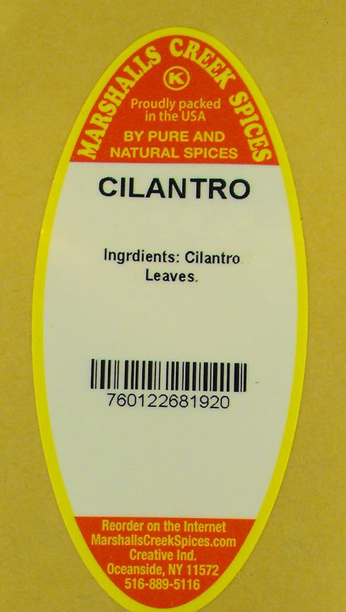 Marshalls Creek Spices CILANTRO 4 ounce XL ECO Friendly Kraft Stand-up Pouch. Premium Quailty...