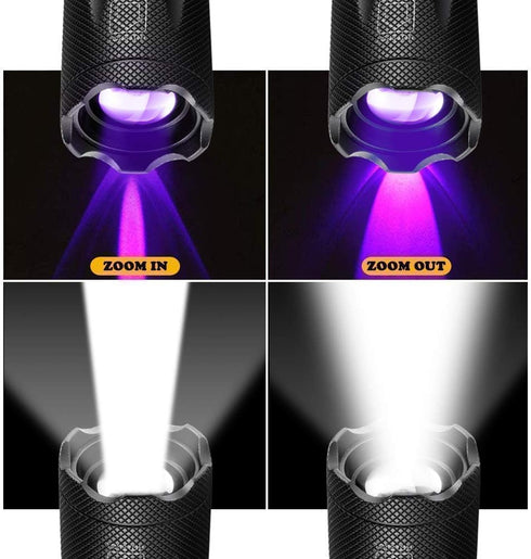 2 in 1 Blacklights Flashlight, UV 395nm Ultraviolet Torch Light High Lumen for Home Security, Outdoor Camping Cycling Hiking, Scorpion Hunting, Pe...