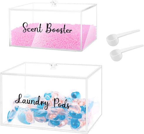 VOTLEVT Acrylic Laundry Pods Container and Scent Boosters Container Set, Laundry Room Organization and Storage, Laundry Pod Holder and Laundry Pow...