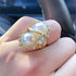 Boho CZ Pearl Statement Ring for Women Girls Golden Cubic Zirconia Imitation Pearls Finger Rings Comfort Fit Dainty Birthday Engagement Wedding An...