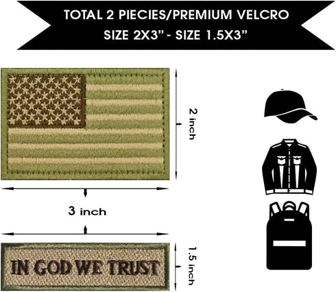 American Flag Patch, 10 Bundle-Set, Tactical Morale Military Patches of USA US for Backpacks Hat Army Gears Etc...