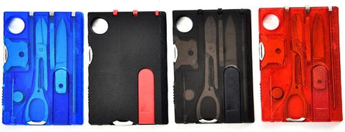 Red Outdoor Survival Bottle Opener Card Multi Tool Outdoor Barbecue Knife Camping Tool Hiking LED Light Magnifier EDC Tool Gear Multitools,Multito...