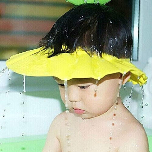 Baby Safe Shampoo Shower Bathing Protection Soft Shower Cap Hat Wash Hair Shield for Children Kids (Yellow)...