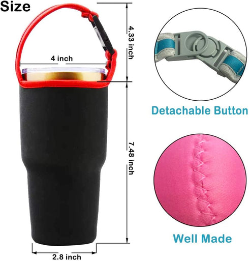 Tumbler 30oz Carrier Holder Pouch with Shoulder Strap, Hoomtry Neoprene Sleeve, for Insulated Tumbler Coffee Cup(3Pack)...