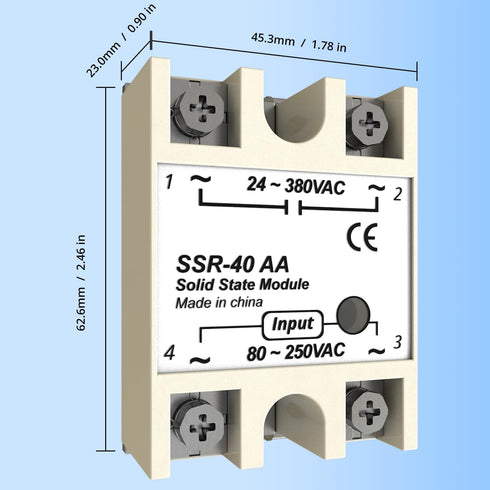 Solid State Relay 60DD Input 3-32V DC Single Phase Solid State Relay to Output 12-220V DC 60A...