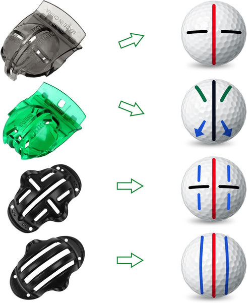 8 Pack Golf Ball Marker Liner Drawing Marker, 4 Golf Ball Marker Stencil and 4 Color Golf Ball Markers, Golf Ball Line Marker Tool, Golf Ball Alig...