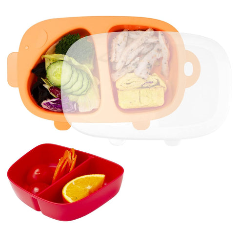 Kids Divided Plate, 3 PCS(Plate with Lid and Inner Dish), Toddler Dishes Tableware, Dishwasher-Safe for Baby Feeding Dinner Plate (Tangerine)...