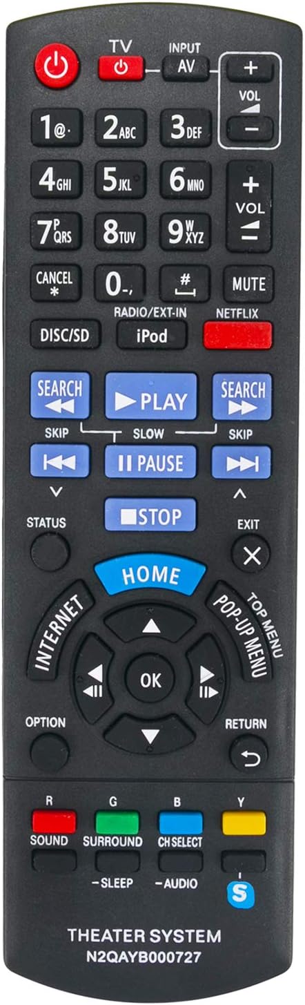 New N2QAYB000727 Replacement Remote Control fit for Panasonic Blu-ray Disc Home Theater Sound System SC-BTT196 SCBTT196 SC-BTT195 SCBTT195 SC-BTT1...