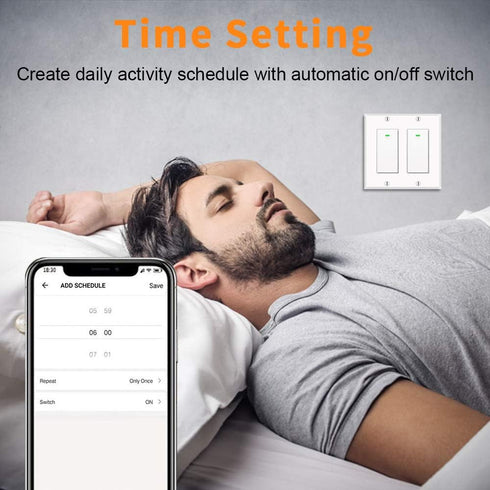 Smart Switch, WiFi Smart Light Switch Compatible with Amazon Alexa and Google Home, Neutral Wire Needed, with Remote Control, Timing Schedule, No ...