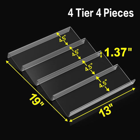 19 x 13 Inches Spice Drawer Organizer, 4 Tier Clear Acrylic Expandable In-Drawer Seasoning Jars Rack, Kitchen Drawer Spice Insert Tray for Cabinet...