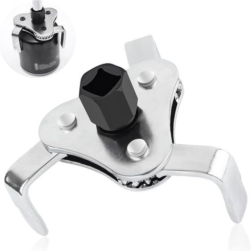 Adjustable Oil Filter Wrench Tool,3 Jaw 2 Way Oil Filter Remover Tool from 2-1/2 Inch to 4.5 Inch,Universal Car Accessories Oil Filter Tool for Mo...