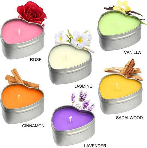 DEYBBY Large Heart Shaped Scented Tea Lights Candles, Smokeless Soywax —6 Hours Long Burning Lavender Purple Aromatherapy Candles for Relaxation, ...
