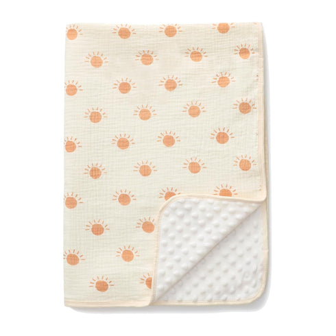 Baby Blanket for Unisex Boys Girls Nursery Minky Blankets with Muslin Cotton Front Dotted Fleece Backing Double Layer Bed Throws Pattern Sunshine...