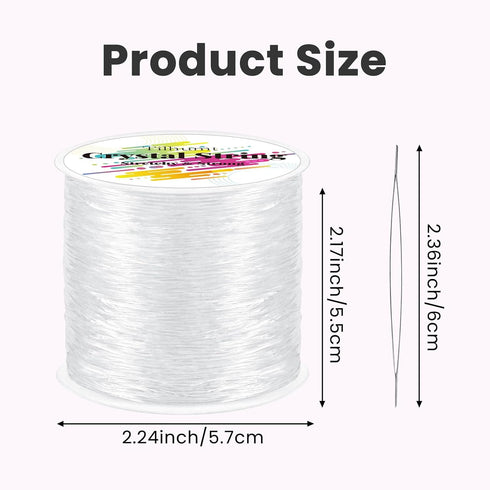 Tilhumt 1mm Elastic String, 328Feet Stretchy Bracelet Crystal String with 2 Beading Needles and 1 Scissors for Beading and Jewelry Making...