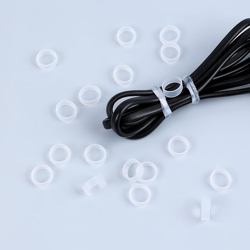 200 Pieces 0.5 Inch Small Elastic Silicone Rubber Bands Clear Strong Rubberbands Heavy Round Siliconebands for Wire Cord Cable Wrapping, Bundle...