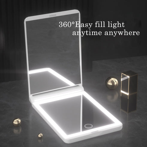 Pocket Mirror, 1X/3X Magnification LED Compact Travel Makeup Mirror with Light for Purse, 2-Sided, Portable, Folding, Handheld, (Rechargeable, 5.1...
