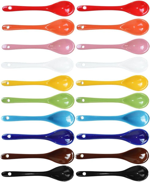 2 sets of each 10 Color Porcelain Egg Spoons Ceramic Spoons 5 inch Coffee Dessert Yogurt Tea Milky Tea...