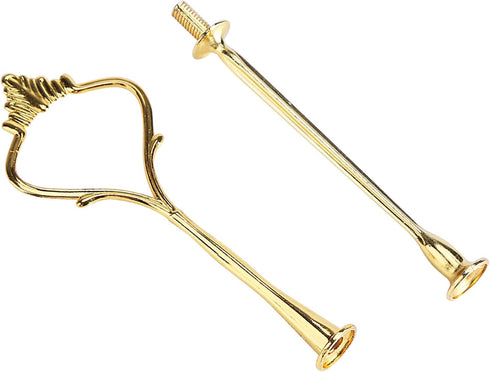Cake Cupcake Tray Stand Handle Fruit Plate Hardware Fitting Holder, 2-Tiers Crown-Gold...