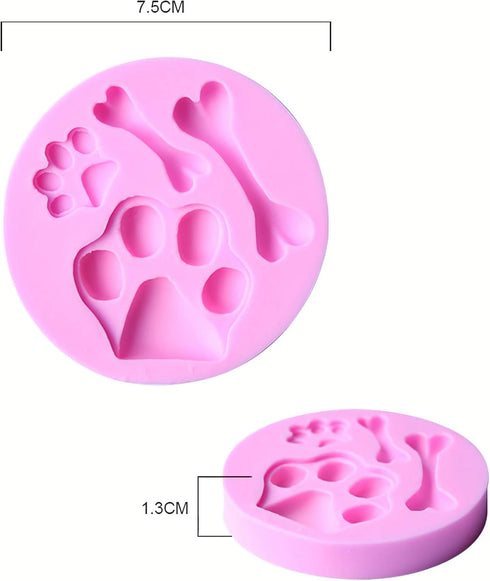 2 Pcs Cat Paw, Dog Paw And Bone Shape Flexible Silicone Molds - Fondant, Candy, Icing, Biscuit Decor, Chocolate, Polymer Clay, Resin, Epoxy...