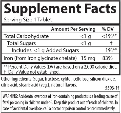 Carlson - Kid's Chewable Iron, 15 mg, Superior Absorption, Blood Health, Energy Production & Optimal Wellness, Natural Strawberry Flavor, 30 Table...