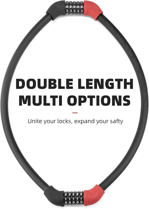 ROCKBROS Bike Lock 5 Digit Cable Lock Lightweight Bicycle Lock Bike Lock Combination Portable Lock for Bike 22inch Red...