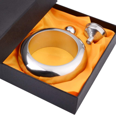 Liquor Flask for Women with Funnel - Stainless Steel Bangle Bracelet Hidden Flask Set 3.5OZ Wine Wrist Jewelry for Women Girls Men Party Hand size...