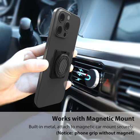 Phone Ring Holder, Phone Grip Finger Kickstand Wireless Charging Friendly, 360°Rotation Phone Ring Grip Stand Work with Magnetic Car Mount for iPh...