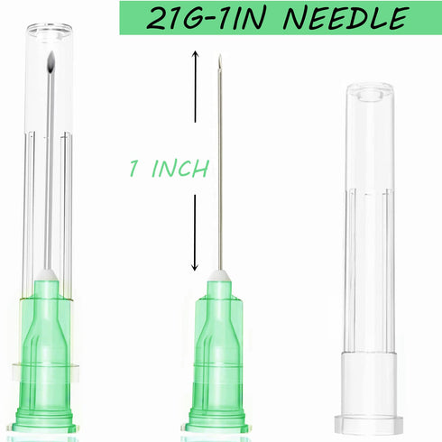 100 Pack 21Ga 1 Inch Stainless Steel Dispensing Lab Tools Accessories for Scientific Labs, Measuring and Refilling, Individually Wrapped...