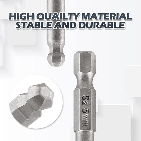 5Pcs Ball End Metric Hex Bit Set 100 mm/4 Inch Length S2 Steel Magnetic Ball End Hex Screwdriver Bit Set with 1/4 Inch Hex Shank, 2.5MM 3MM 4MM 5M...
