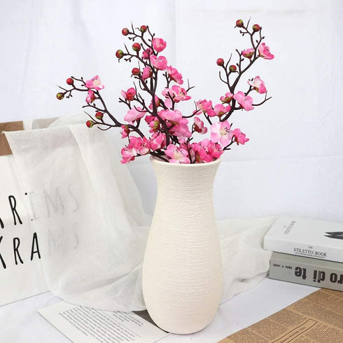 LIUCOGXI 4 Pcs Artificial Flower Plum Blossom Branch Real Touch Artificial Cherry Blossom Flower Short Stem for Table Wedding Bouquet Home Decor...