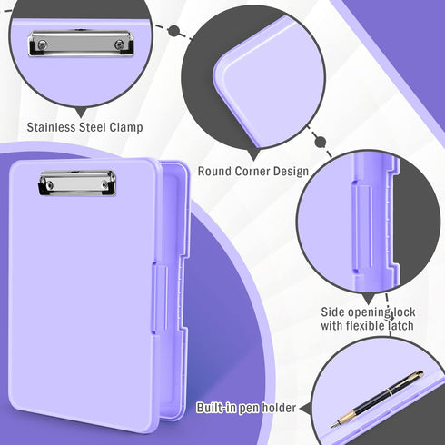 ANZNKU Storage Clipboard Heavy Duty, Clipboard with Storage 13.3x9.6 inches, Side Opening Plastic Clipboard, Nursing Clipboard Foldable, Letter Si...
