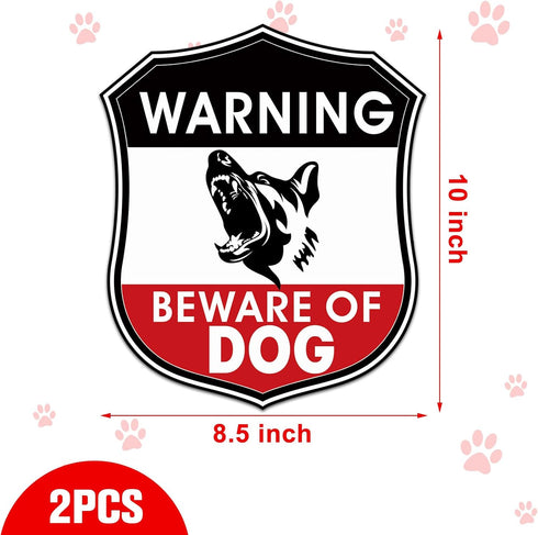 Zonon 2 Pcs Beware of Dog Sign for Fence 10 x 8.5 Inch Reflective Dog Warning Signs Aluminum Warning Sign for Indoor Outdoor Home Business Yard Dr...