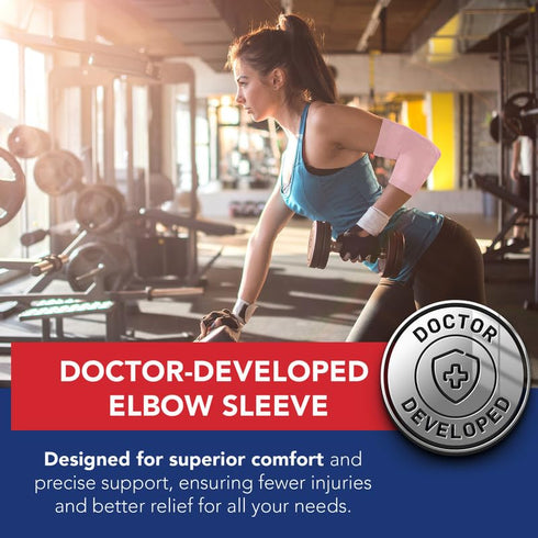 Dr. Arthritis Doctor Developed Ladies Pink Elbow Compression Sleeve for Women and Handbook- relief from Tennis/Golfers Elbow & Other Elbow Conditi...