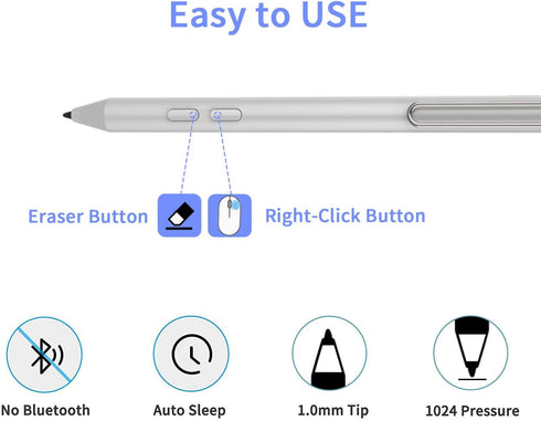 Stylus Pen for Microsoft Surface,with1024 Levels High Pressure Sensitivi Compatible with Surface Pro X/8/7/6/5/4/3, Surface Book 3/2/1, Surface Go...