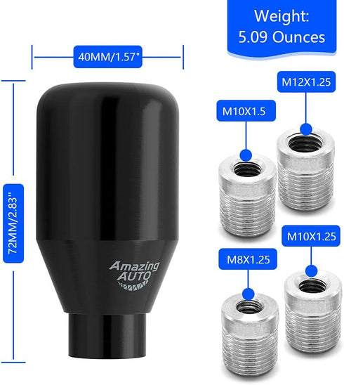 (Black) 6 Speed Weighted Manual Universal Automatic Gear Shifter Shift Knobs Lever with 4 Adapters Fit Compatible with Manual Cars Most Automatic ...