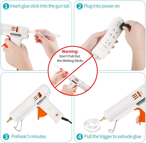 150 watts Industrial Hot Melt Glue Gun US Plug with 10 Pcs Glue Sticks Adjustable Temperature 2 Copper Nozzles for DIY Crafts and Quick Repairs...