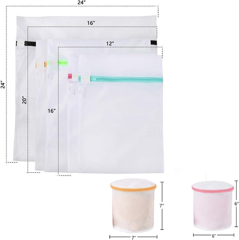 BAGAIL Laundry Bags Mesh Wash Bag for Intimates Lingerie and Delicates,7Pcs(1XL,2L,2M,2 Bra Bags)...