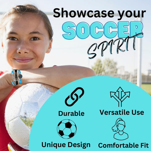 Soccer Charm Bracelet - Blue Infinity Love Adjustable Charm Bracelet with Soccer Charm - Gift for Female Soccer Players...