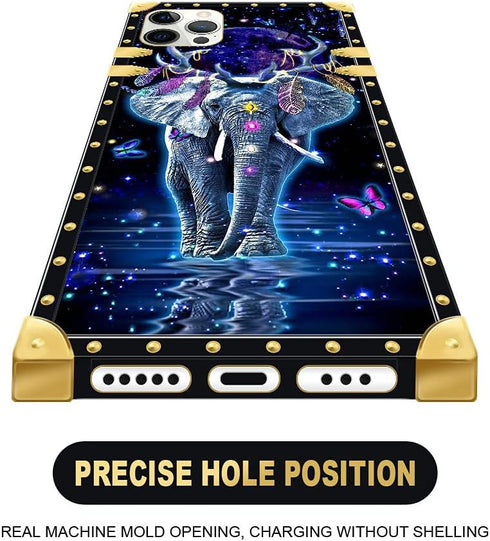 DAIZAG Case Compatible with iPhone 12 Case, Starry Magical Elephant Case for iPhone 12 Pro Cases for Women Girls,Full Body TPU Metal Plating Corne...