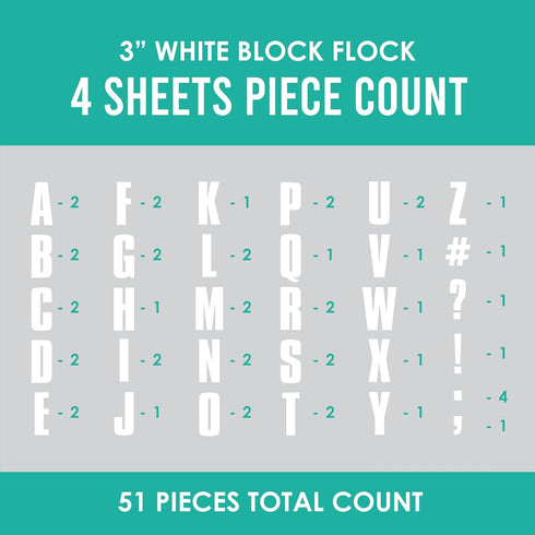 S.E.I 51 Pieces Iron-On Letters: 3 Inch White Iron-On Letters for Clothing, Block Fabric Letters for T-shirts, Jerseys, & More (Block Flock, White...